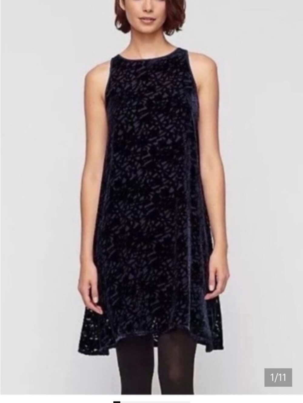 Eileen Fisher Silk Blend Velvet Burnout Sleeveless Tank Dress S